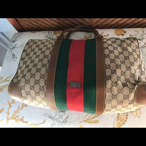 GUCCI Web Sherry Line Limited Edition Boston Bag Canvas w/Leather handles - Picture 6 of 16